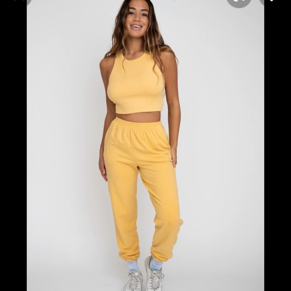 Skatie Monica Cropped Tank in Sunshine Yellow Size Medium